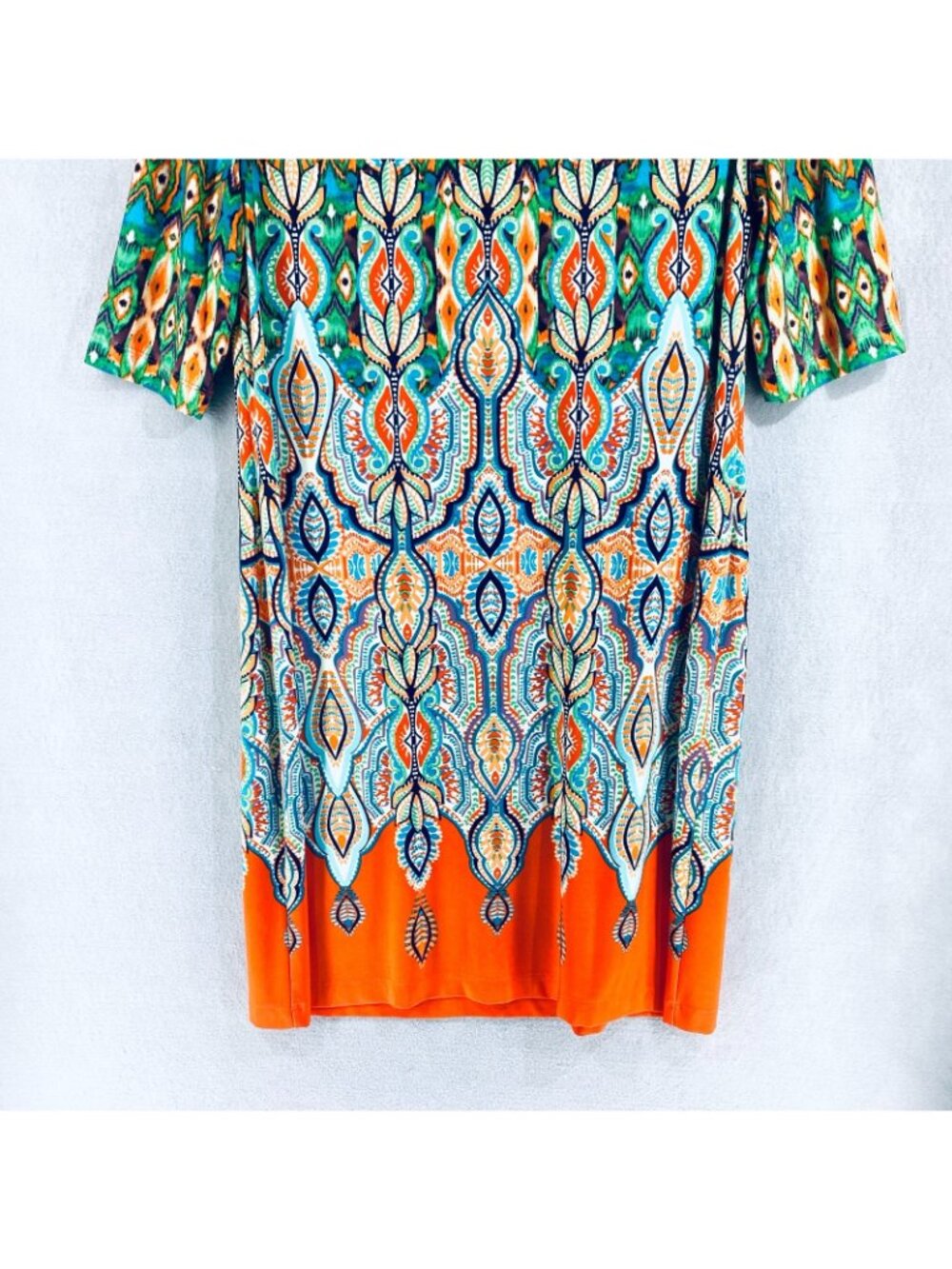 Eliza J Dress Womens 14 Multicolor Stretch Pullover Diamond Sheath Quiet Luxury - Picture 7 of 13